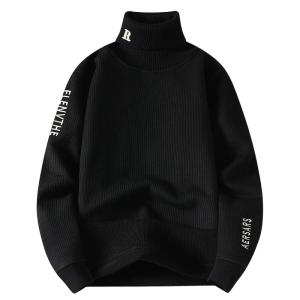 ROMON | Lormen Mens Knitted Sweater Winter New Style Fleece Lined Thick Warm High Collar Base Layer Shirt Inner Wear Casual Top