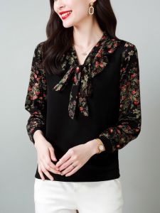 Áo Sơ Mi Nữ Cổ Chữ V Thời Trang Mùa Xuân Thu Phong Cách Ngọt Ngào Dáng Rộng Dài Tay Dài Thường Ngày