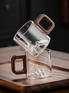 แก้วชาไม้walnut ขนาดเล็ก ทนความร้อนสูง แก้วชาสำหรับชงชา ชุดชาสำหรับใช้ในบ้าน แก้วชาโปร่งใส ดีไซน์เรียบง่าย แก้วชาสำหรับเจ้าของบ้าน