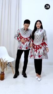 BAJU TUNIK BATIK WANITA TERBARU 2024 FUL KATUN NEW MOTIF ATASAN BATIK WANITA MODERN M L XL XXL XXXL Laura Merah