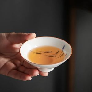 1 Pcs Chinese Ceramic Teacup Hand Painted Flowers and Birds Cup Travel Tea Bowl Household Porcelain Tea Set Master Cup 60ml