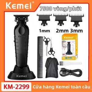 Kemei | Bộ Cắt Tóc Và Tỉa Lông Chuyên Nghiệp Không Dây Kemei KM-2299 Dành Cho Nam - Bộ Dụng Cụ Cắt Tỉa Râu Và Tóc Với Lưỡi Dao Có Thể Điều Chỉnh Sử Dụng Được Khi Ướt/khô