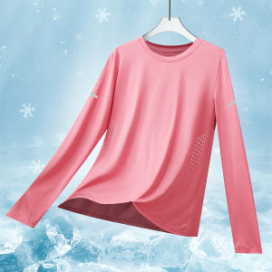 Trendy Casual Long-Sleeved Ice Silk Bottoming Shirt Soft Comfortable for Men And Women Fashionable Versatile Round Neck Design