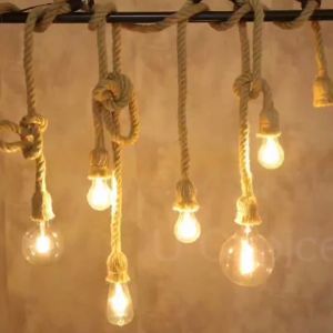 【Local Warehouse】Retro Hemp Rope Pendant Light AC90-260V Vintage E27 LED Light Bulb Pendant Lamp Industrial Lamp Loft Home for Decor Hang Lamp LED Vintage Hemp Rope Pendant Lamp Creative Country Style Loft Pendant Light Cafe Droplight Restaurant Hanging
