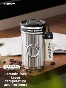 Vanow | Portable Insulated Mug With Ceramic Lining And Straw for Men