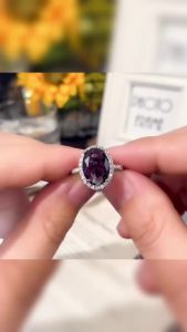 Huitan Nữ Hình Bầu Dục Lớn Màu Tím Đính Đá Cubic Zirconia Nhẫn Lễ Cưới Đảng Cô Dâu Tuyên Bố Trang Sức Thời Trang Hợp Thời Trang Phụ Kiện