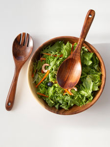 Japanese Style Long Handle Wooden Spatula Salad Fork Spoon Creative Home Use Solid Wood Stirring Spoon Set Kitchen Utensils