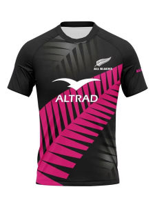 Mens Top Camiseta De Rugby Picton All Blacks Pluma Match Pink T-Shirt O-Neck Raglan Quick Drying Sports Top Outdoor Fitness Top