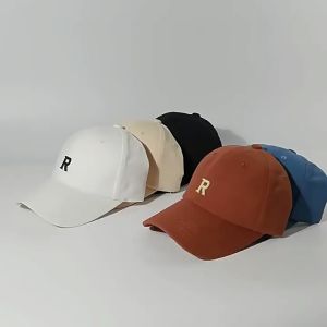 Visor Cotton Casual Ins Tongue Cap Korean Premium Sun Hat Adjustable Versatile Simple Original Embroidered R-Letter Baseball Cap