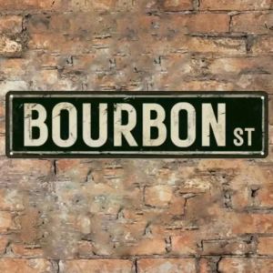 CIFbuy | CIFBUY Bourbon St Vintage Aluminum Sign Retro Street Sign Wall Plaque for Bar Pub Home Wall Decor