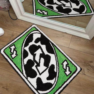 VIKAMA Game Card Theme Floor Mat Soft and Non-Slip Bedroom Bedside Rug E-Sports Room Living Room Floor Mat Home Decoration