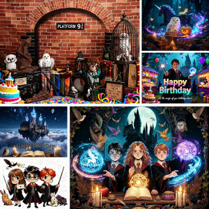 Beast Kingdom | Hogwarts Magic Academy Theme Birthday Party Decoration Harry Potter Kids Gift Backdrop Baby Shower Supplies Photography Props