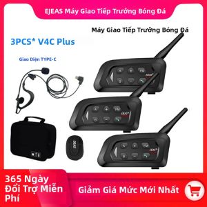 Tai Nghe Bluetooth EJEAS V4C Plus 1500M Full Duplex Intercom Dành Cho Trọng Tài Bóng Đá Hội Nghị 3 Người Có Chức Năng Khử Tiếng Ồn
