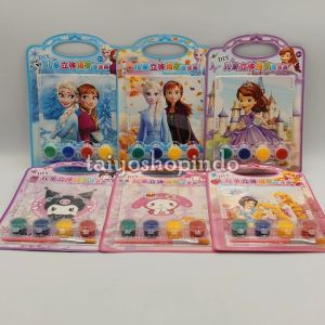 TAIYO DIY 3D Water Color Painting Photo Frame Karakter Kartun Lukisan Cat Air Mainan Seni Anak