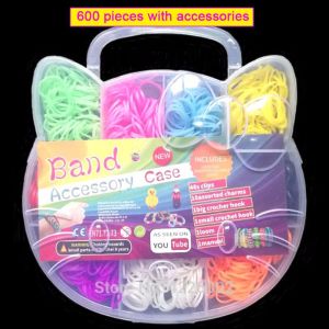 Rope Weaving Kit with Cute Storage Box Handicrafts Friendship Bracelet Making Rubber Band Headwear Hair Ties Loom Bands Kit TMZ