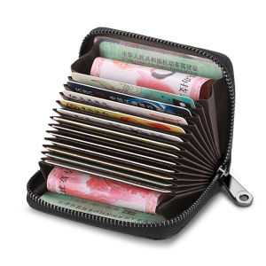 Large Capacity 20 Slots Card Wallet & Leather Zip Closure Mini Pocket Wallet