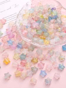Acrylic Frosted Five-pointed Star Beads DIY Handmade Jewelry Accessories Bracelet Necklace Loose Beads Fashionable Craft Supplies