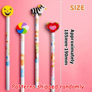 Cute Pencil With Eraser Rubber Head Study Cartoon Children Gift Kids School Supplies Stationery 1Pcs