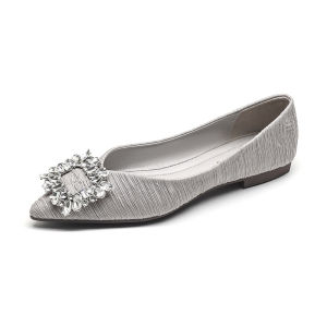 French Style Soft Bottom Diamond Embellished Slip-On Womens Fashion Shoes Spring Autumn Leather Pointed Toe Easy to Wear