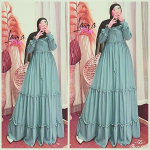 laura dress by GS  JUMBO 3XL &  STANDART  XL  gamis ceruty babydoll dan crinkle premium FREE  MASKER