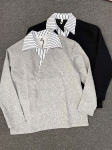 Áo Nỉ Cổ Polo Kẻ Sọc Dọc Phong Cách Mỹ Cổ Điển Mùa Thu Rộng Rãi Cho Cặp Đôi Thường Ngày Áo Khoác Ngoài Đầu Mùa Thu