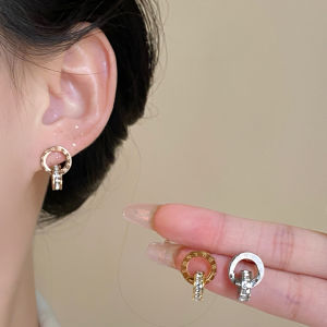 Roman Dual Ring Earrings Versatile Womens Ear Jewelry Unique Lightweight Luxury Drop Earrings Easy to Clean Allergy Free