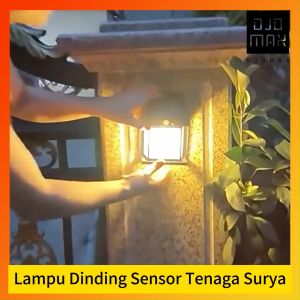 DJDMax Lampu Dinding Sensor Tenaga Surya Lampu Pintar Halaman Luar Ruangan Tahan Air Otomatis Menyala Malam Hari Lampu Bohlam Lampu Pijar Malam Taman Halaman