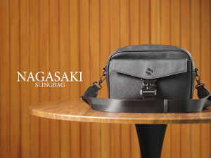 Shigetsu NAGASAKI Leather Sling Bag Crossbody Bag for Men Document Office Leather Bag for School