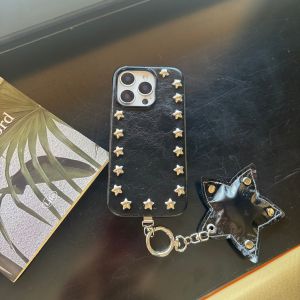 เคสโทรศัพท์หนังสีดำประดับดาวโลหะสีเงินแบบสามมิติ สำหรับ iPhone 17 16 15 14 Pro Max 17Air