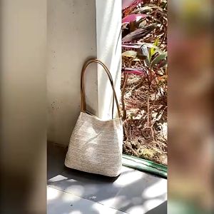 Túi tote cói QFDI phong cách Hàn Quốc dễ phối đồ