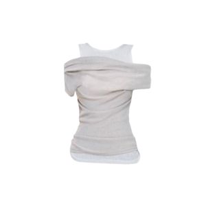 YUEZHONGWEI | French Style Irregular Color Block Vest Women Summer Outdoor Wear Slim Fit Shoulder Exposure Top Commute Style Pure Color