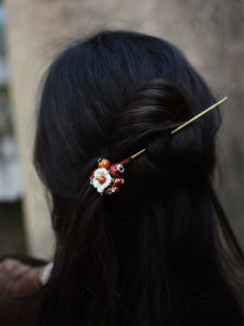 Flower One Vintage Court Style Mori Style Cotton Thread Crocheted Hairpin Han Chinese Clothing Accessories Costume Headdress Muzi Ancient Moon