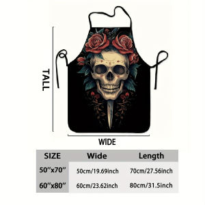 Skull Rose Tattoo Print Apron Durable & Lightweight Universal Kitchen & Dining Home Work Apron