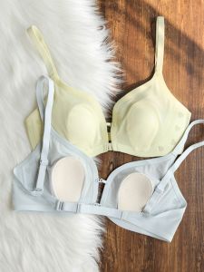 Summer Ultra-Thin Ice Silk Underwear Womens Seamless Front Buckle Rabbit Ears Chest Pad Natural-looking Backless Back-Beautifying Slim Looking Bra