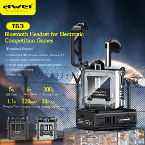 Awei T63 RGB Zinc Alloy Noise Reduction Gaming Earphone True Wireless Bluetooth Earbuds Bluetooth 5.3 Mechanical Gaming Earbuds E-Sports Exclusive Headset