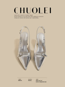CHUOLEI | Versatile Silver Peep Toe High Heel Sandals