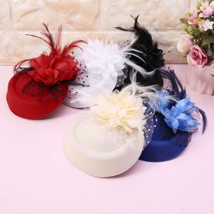 Fascinator Hats Bowler Hat Headband Womens Feather Flower Brides Hair Accessories Wedding