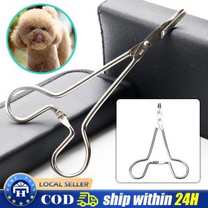 Stainless Steel Pet Dog Cat Ear Hair Tweezers Curved Tip Cleaning Clamp Pet Hair Cleaning Ear Hair Tweezer Hand Tool