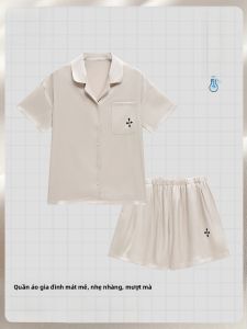 MiiOW | MiiOW Mùa hè 2025 Áo ngủ lụa băng tay ngắn quần ngắn bộ đồ ngủ thoải mái thời trang mặc nhà ngoài trời cho nữ