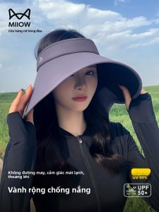 miiow | Cat Woman Outdoor Sports Sun Hat Womens UV Protection Large Brim Foldable High Aesthetic Value Empty Top Sun Hat Travel Cap
