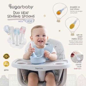 SUGARBABY Duo Heat Sensing Spoon Isi 2 With Case / Sendok Makan Bayi Sensor Panas / SUGAR BABY