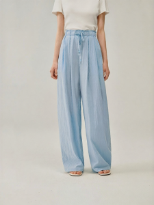 INMAN | Lyocell Wrinkle Wide-Leg Pants with Drawstring