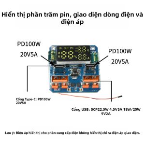 diymore | Mô-đun Sạc Nhanh 4S PD 100W Đầu Ra Công Suất Cao 20V 5A Mạch Hai Chiều Pin Lithium Cho Thiết Bị Điện Tử