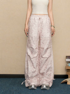 กางเกงขายาวทรงตรงผู้หญิงปักลายโบว์ผีเสื้อสไตล์ย้อนยุค กางเกงขายาวทรงหลวมสบาย ๆ ฤดูใบไม้ร่วง 2024 กางเกงขายาวสไตล์ทำงานแบบเล็ก