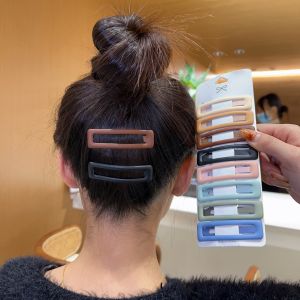 Matted Square Hair Clips Simple Womens Bangs Side Clips Korean Style Hair Accessories Affordable Fresh out Fashion Items