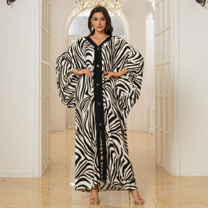 Oversize Bikini Cover Up V-neck Printing Butterfly Beach Tunic Kaftan With Buttons Split Beach Dress Mix Colors