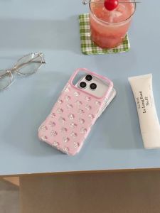 Sanrio | Korean INS Full Screen Silver Foil Hello Kitty Head Phone Case For iphone 17 Pro Max 16 15 17 Cute Cartoon Girl Shockproof Cover