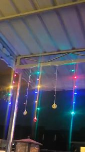 4M 96LED Deepavali Solar Curtain Lights 8 Modes IP65 Waterproof Outdoor Balcony Car Porch Diwali Decoration