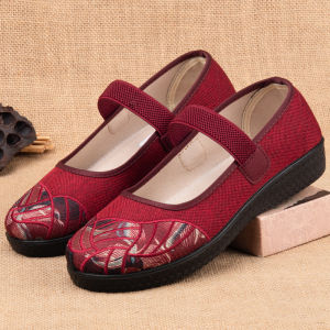SHIPAILUO | Breathable Soft Bottom Single Shoes For Elderly Women Spring Autumn New Style Comfortable Grandma Shoes Mom Shoes Beijing Flat Cloth Shoes