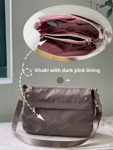 Ultra-Light Casual Womens Crossbody Bag Korean Style Soft Handle Pure Color Nylon Fabric Foldable Leisure Tote Bag